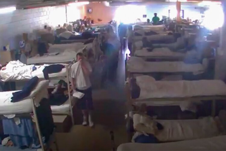 Security camera screen shot of Pickaway prisoners